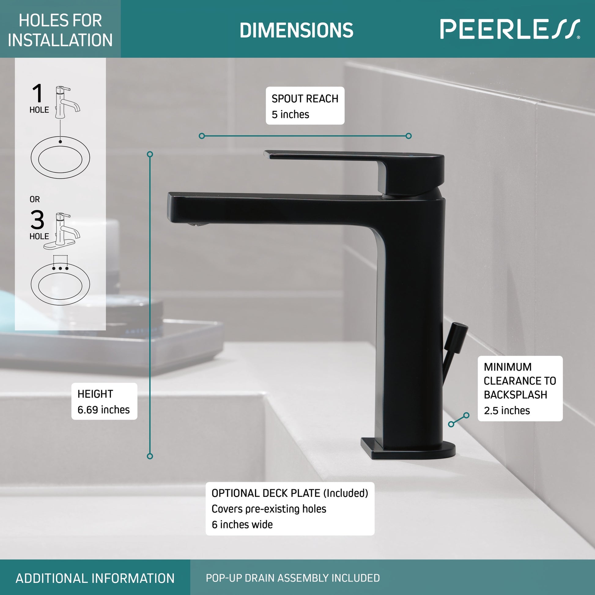 Peerless Xander Single-Handle Lavatory Faucet in Matte Black, P1519LF-BL, MRSP: $156, FINAL PRICE: $59.99 + TAX