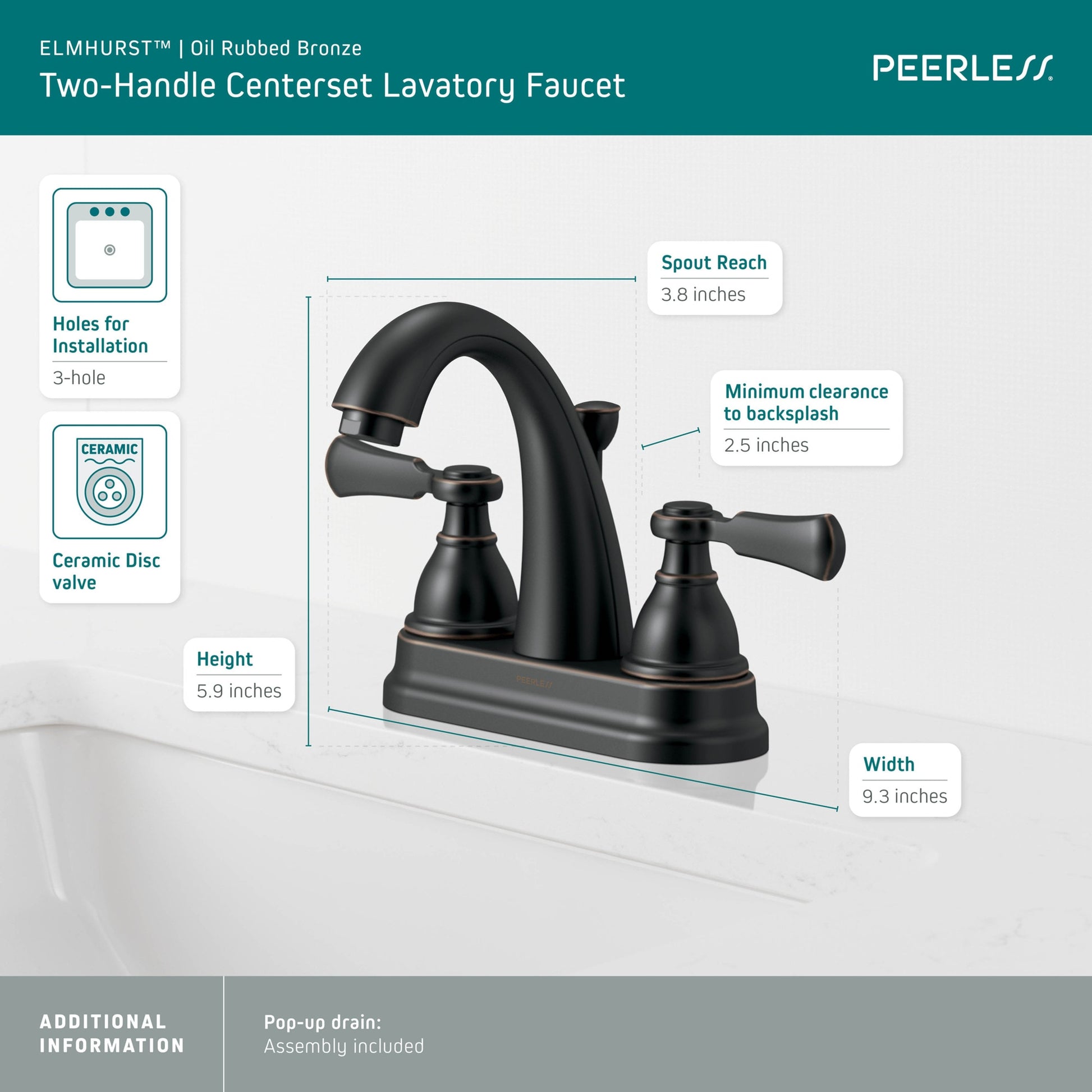 Peerless Elmhurst Two-Handle Centerset Bath Faucet in Oil Rubbed Bronze, P2565LF-OB, MSRP: $125.93, FINAL PRICE: $49.99 + TAX