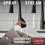 Delta Emmeline Single Handle Pull-Down Kitchen Faucet in Matte Black, 9182-BL-DST, MRSP: $842, FINAL PRICE: $ + TAX
