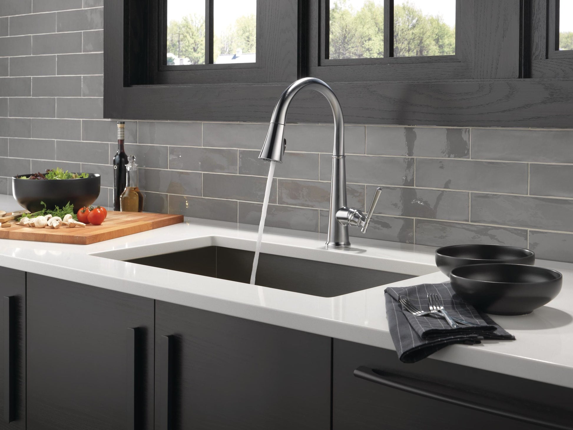 Delta Emmeline Single Handle Pull-Down Kitchen Faucet in Lumicoat Arctic Stainless, 9182-AR-PR-DST, MRSP: $589, FINAL PRICE: $279.99 + TAX