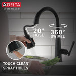 Delta Emmeline Single Handle Pull-Down Kitchen Faucet in Matte Black, 9182-BL-DST, MRSP: $842, FINAL PRICE: $ + TAX