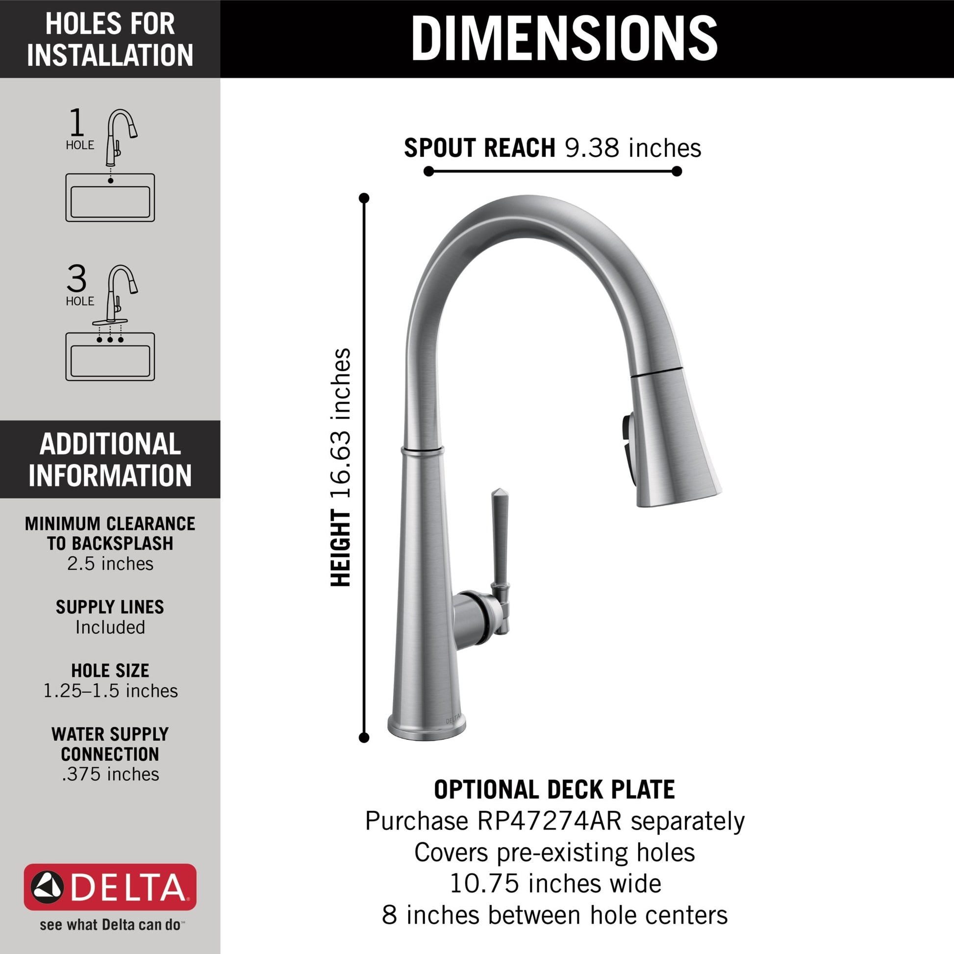 Delta Emmeline Single Handle Pull-Down Kitchen Faucet in Lumicoat Arctic Stainless, 9182-AR-PR-DST, MRSP: $589, FINAL PRICE: $279.99 + TAX