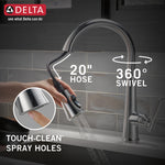 Delta Emmeline Single Handle Pull-Down Kitchen Faucet in Lumicoat Arctic Stainless, 9182-AR-PR-DST, MRSP: $842, FINAL PRICE: $ + TAX