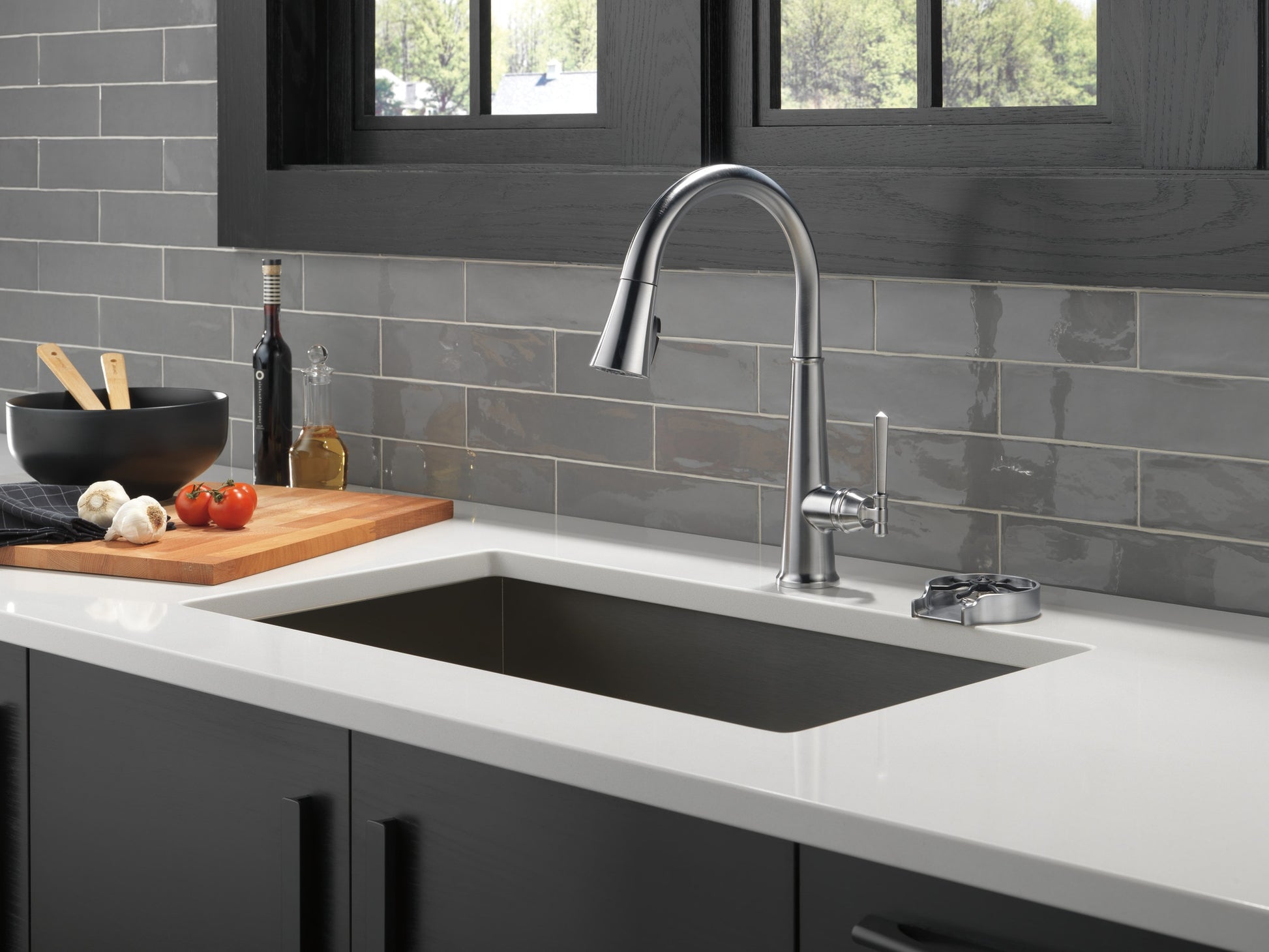 Delta Emmeline Single Handle Pull-Down Kitchen Faucet in Lumicoat Arctic Stainless, 9182-AR-PR-DST, MRSP: $589, FINAL PRICE: $279.99 + TAX