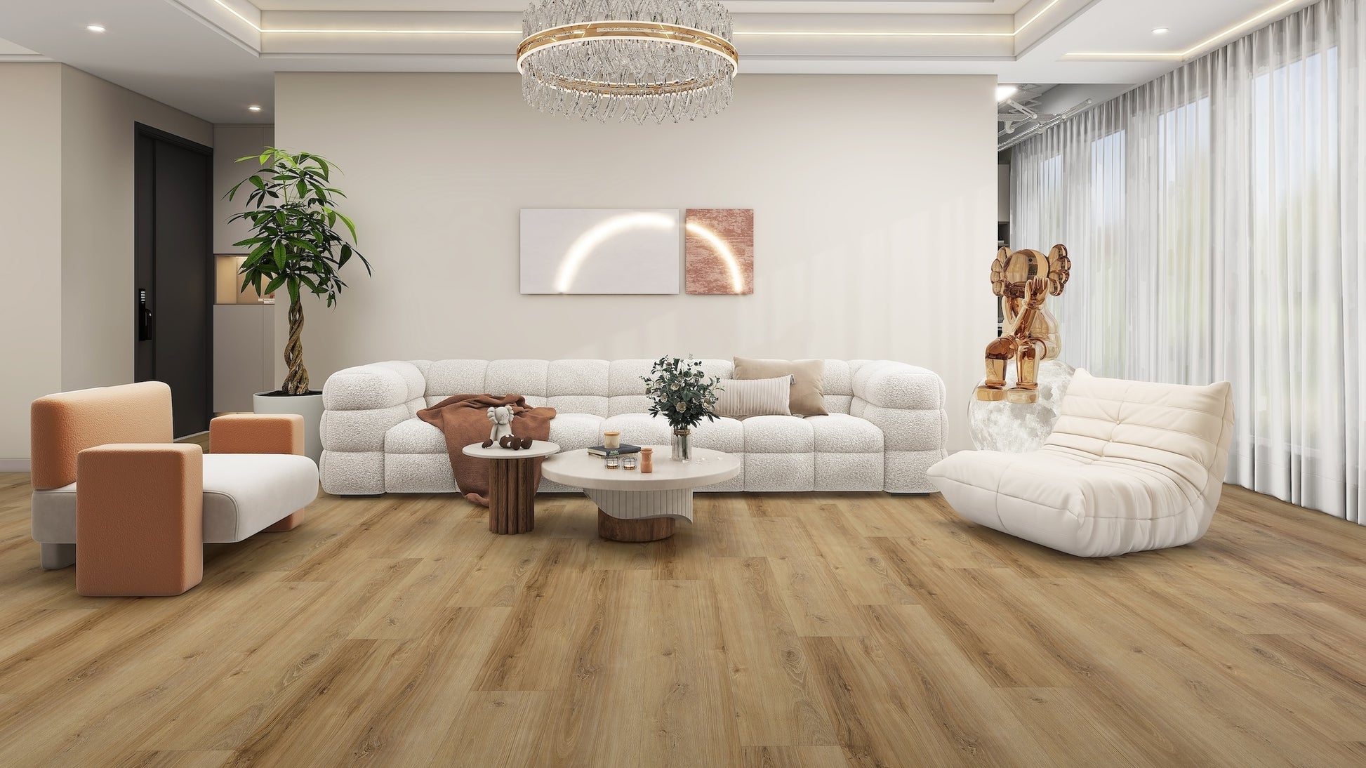 Everwood Oak 9x60 Luxury Vinyl Plank Flooring Oakhaven Collection, WPC, 20 Mil, 7.5mm, 9x60 , 9pcs, 42lbs, 33.66sf CLEARANCE PRICE: $2.29/sf
