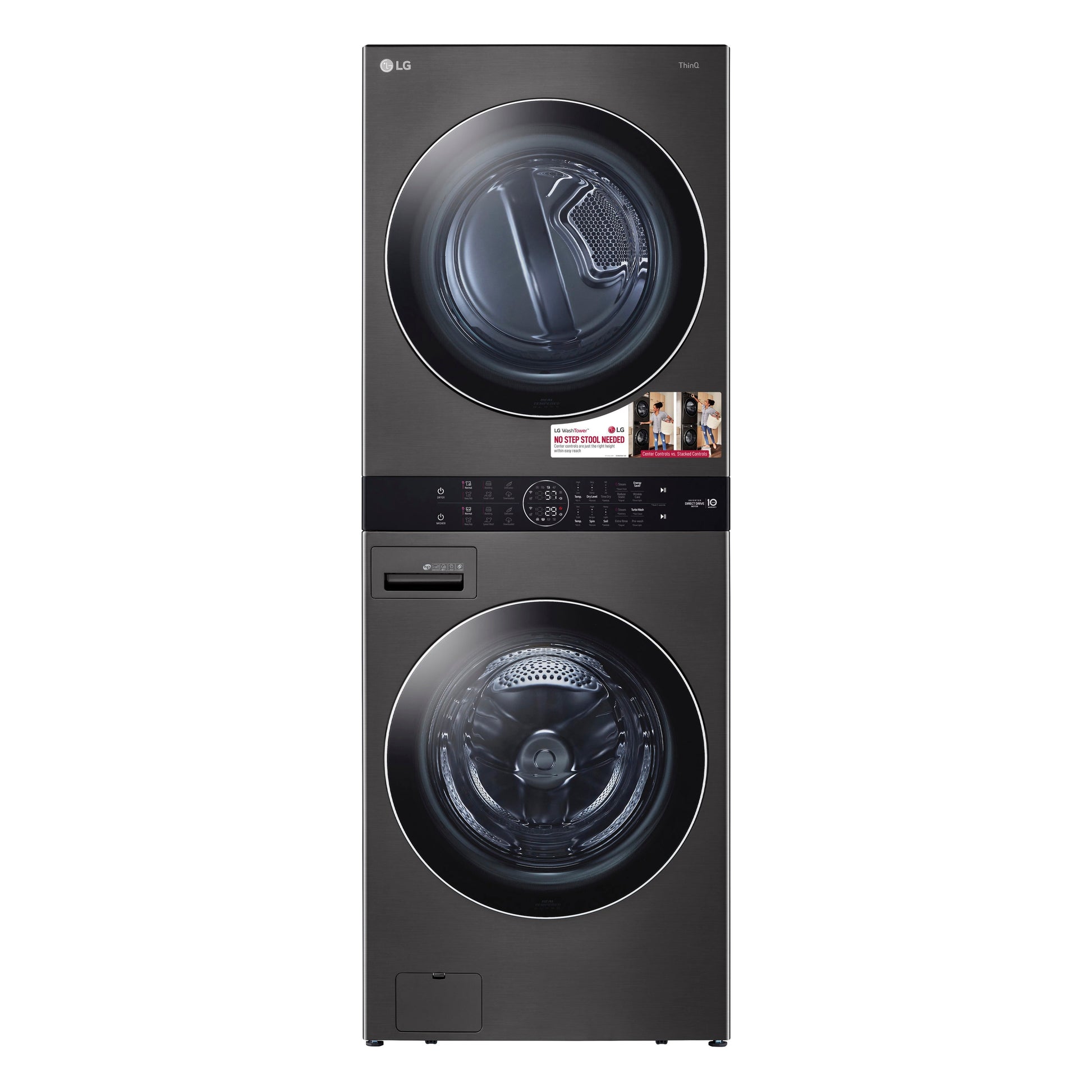 LG WashTower Electric Stacked Laundry Center with 4.5-cu ft Front load Washer and 7.4-cu ft Dryer ( Black Steel )