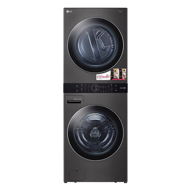 LG WashTower Electric Stacked Laundry Center with 4.5-cu ft Front load Washer and 7.4-cu ft Dryer ( Black Steel )