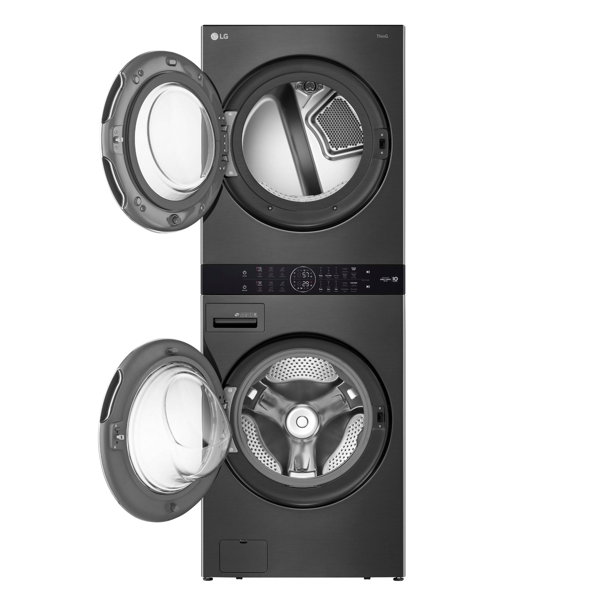 LG WashTower Electric Stacked Laundry Center with 4.5-cu ft Front load Washer and 7.4-cu ft Dryer ( Black Steel )
