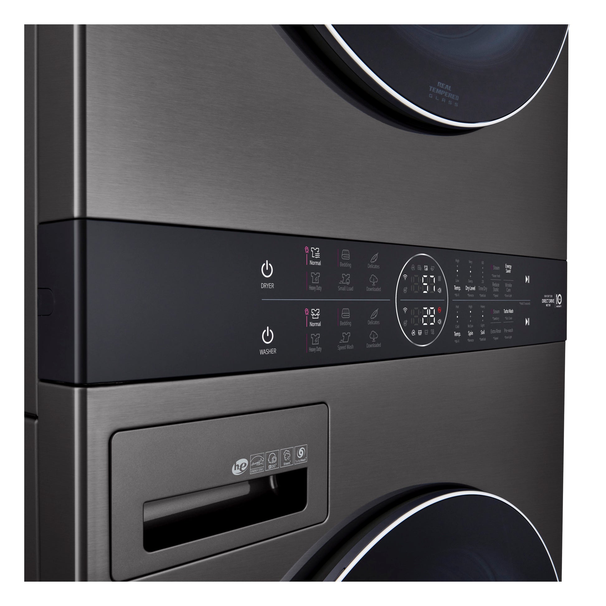 LG WashTower Electric Stacked Laundry Center with 4.5-cu ft Front load Washer and 7.4-cu ft Dryer ( Black Steel )