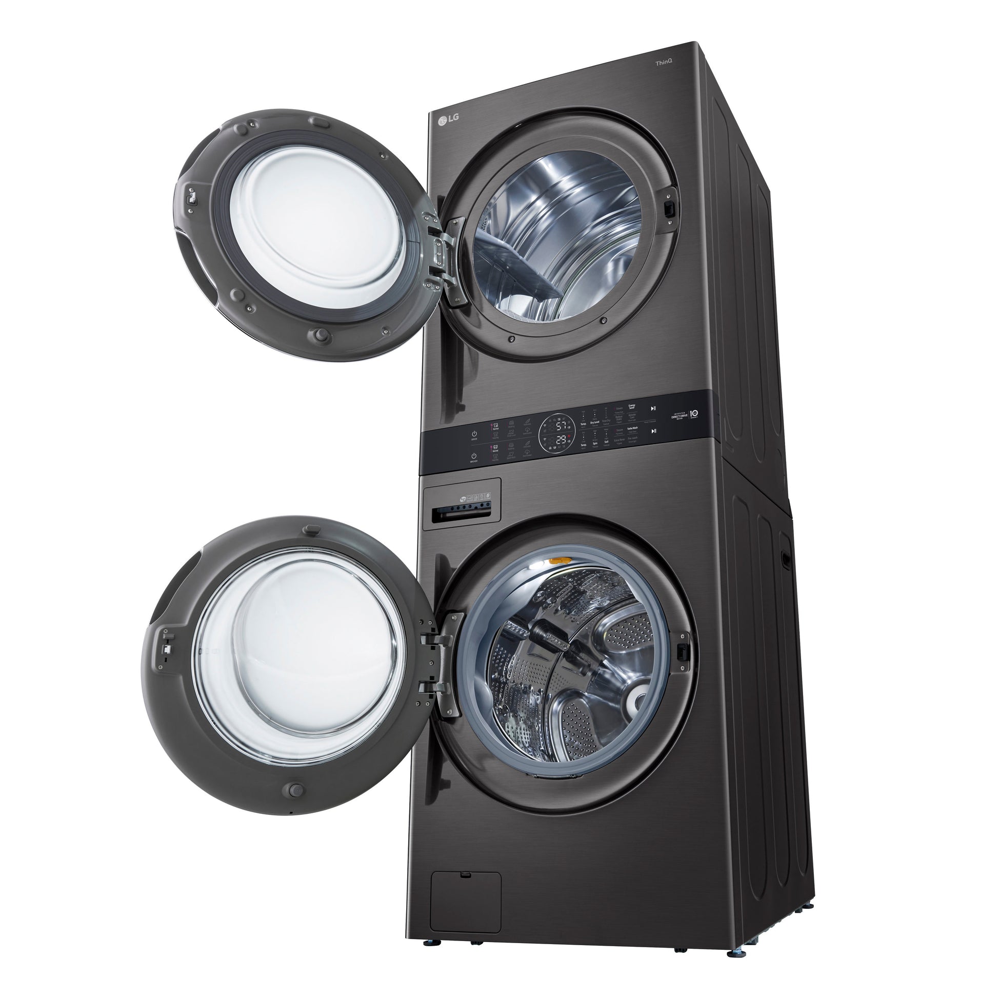 LG WashTower Electric Stacked Laundry Center with 4.5-cu ft Front load Washer and 7.4-cu ft Dryer ( Black Steel )