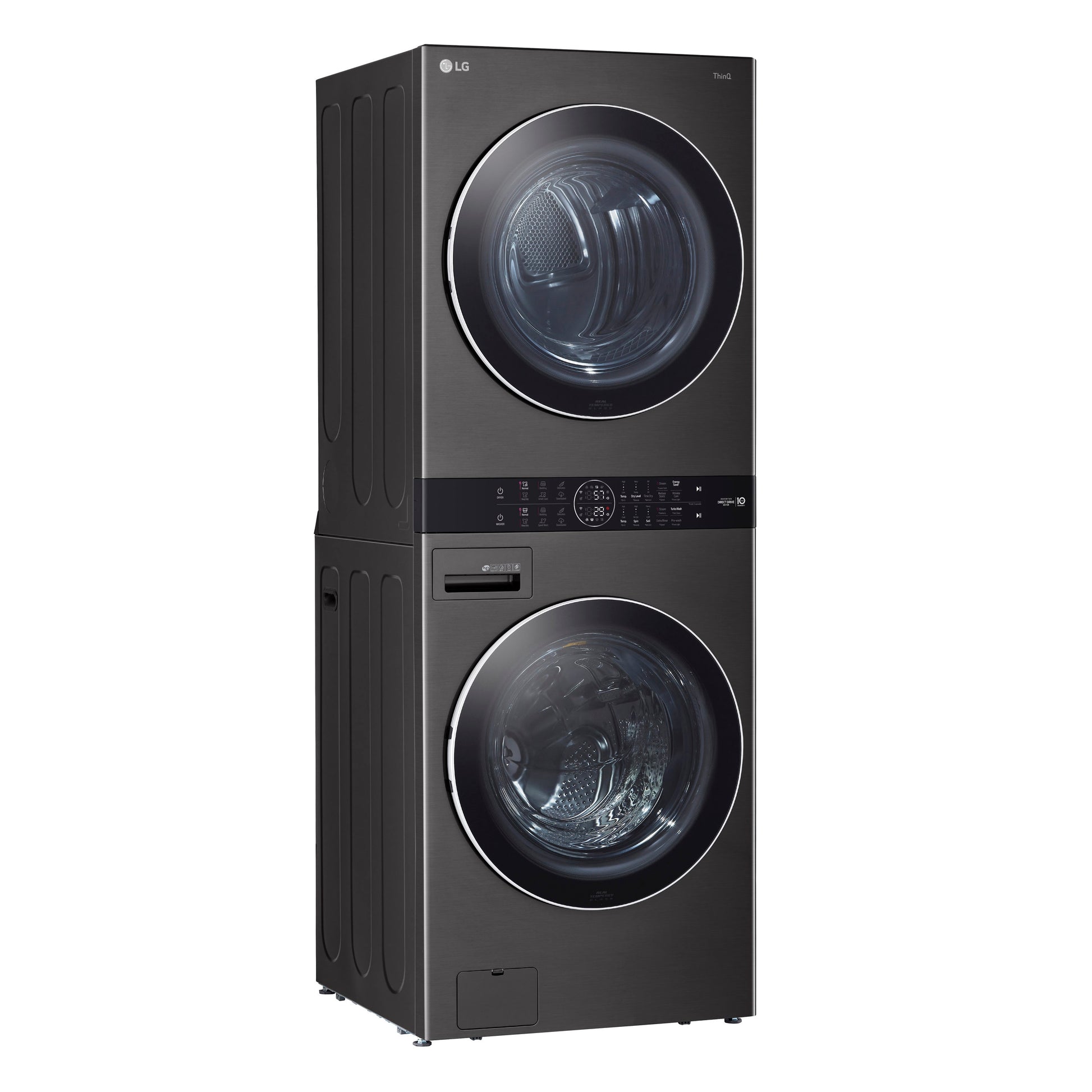 LG WashTower Electric Stacked Laundry Center with 4.5-cu ft Front load Washer and 7.4-cu ft Dryer ( Black Steel )