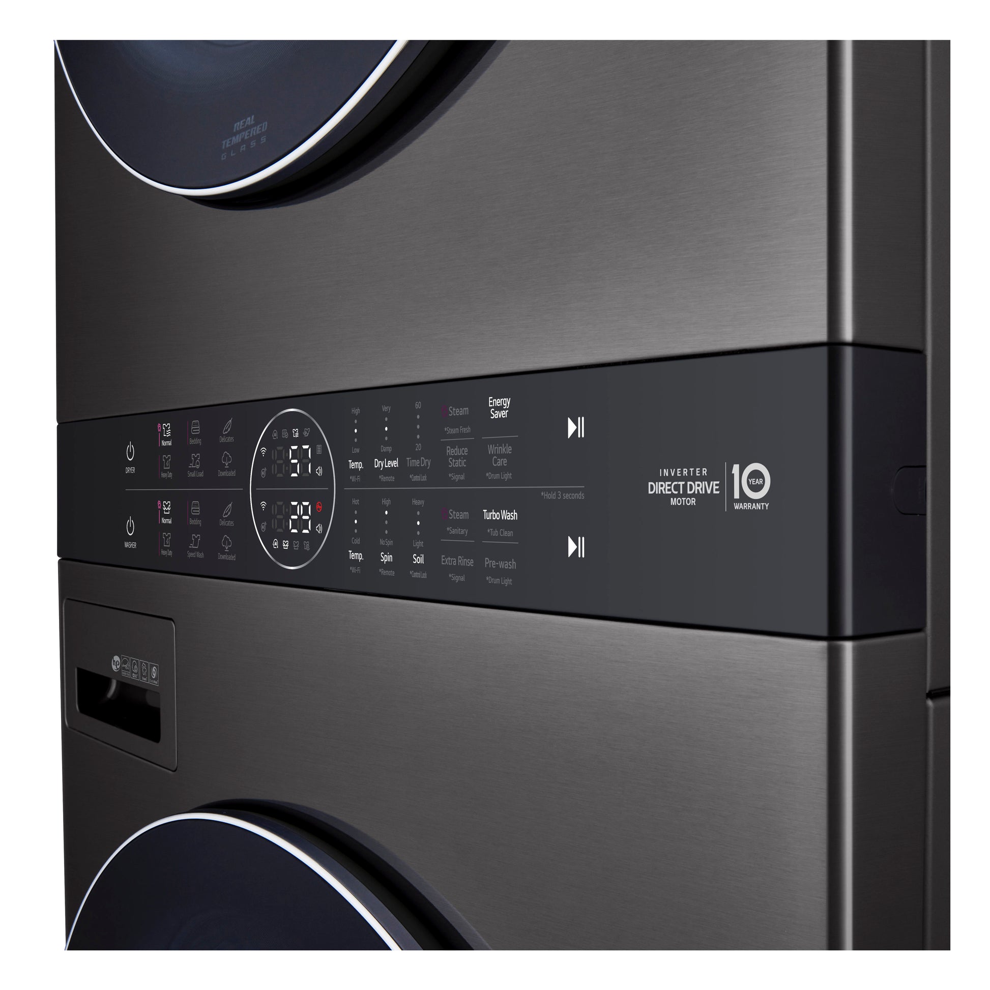 LG WashTower Electric Stacked Laundry Center with 4.5-cu ft Front load Washer and 7.4-cu ft Dryer ( Black Steel )