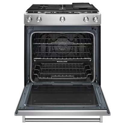 KitchenAid 30-in 5 Burners 5.8-cu ft Self-cleaning Convection Oven Slide-in Natural Gas Range (Stainless Steel)