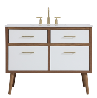 Ever Living Fawn 42-Inch Single Sink Vanity in Natural White with a Countertop, VF41042WH, FINAL PRICE: $599.99 + TAX [FBM-174]