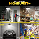Bell + Howell Highburst 1 ft. 60-Watt Integrated LED Black 6,000 Lumens Dimmable High Bay Shop Light, RETAIL: $49.99, FINAL PRICE: $25.99 + TAX