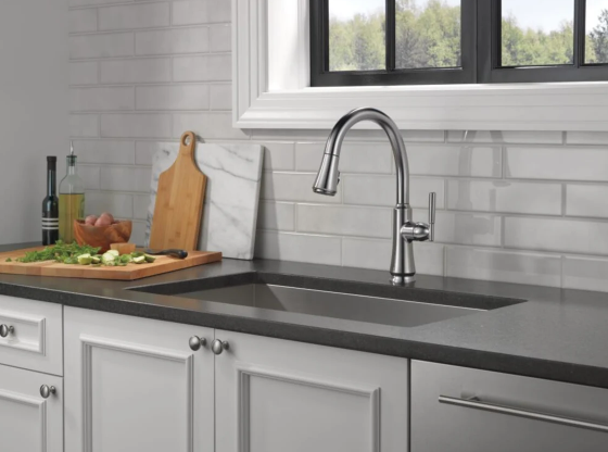 Delta Coranto Single Handle Pull-Down Kitchen Faucet in Arctic Stainless Steel, MSRP: $570, FINAL PRICE: $199.99 + TAX