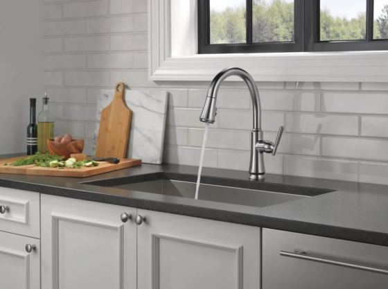Delta Coranto Single Handle Pull-Down Kitchen Faucet in Arctic Stainless Steel, MSRP: $570, FINAL PRICE: $199.99 + TAX