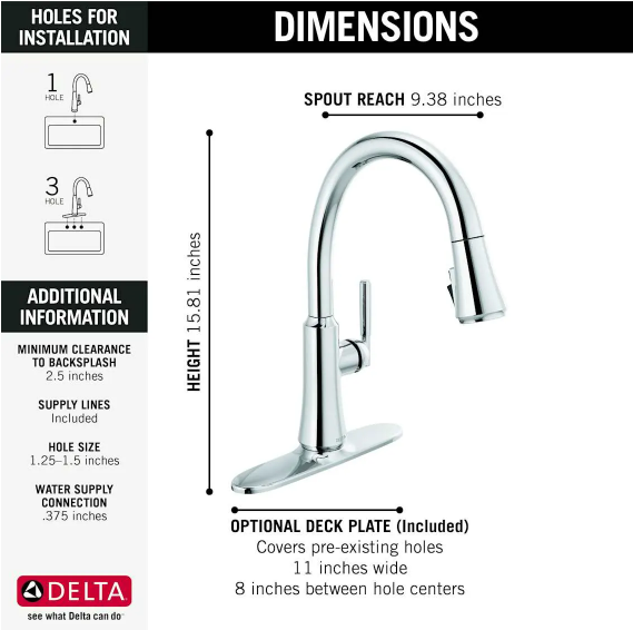 Delta Coranto Single Handle Pull-Down Kitchen Faucet in Arctic Stainless Steel, MSRP: $570, FINAL PRICE: $199.99 + TAX