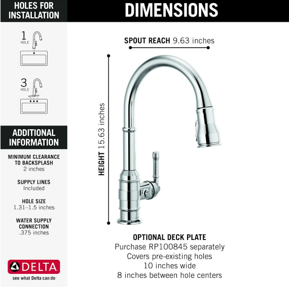 Delta Broderick Single Handle Pull-Down Kitchen Faucet  in Matte Black, 9190-BL-DST, MSRP: $739, FINAL PRICE: $299.99 + TAX