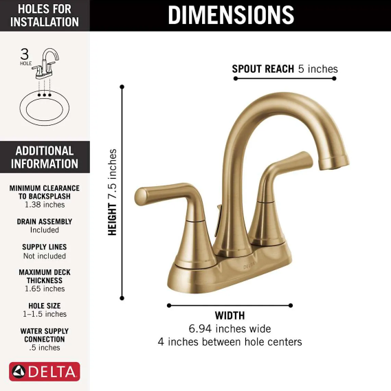 Delta Kayra Two Handle Centerset Bathroom Faucet in Chrome, MSRP: $211.30, FINAL PRICE: $59.99 + TAX