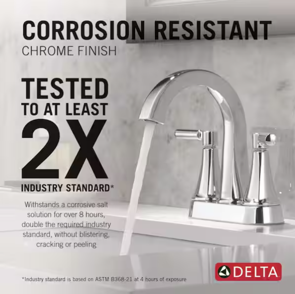 Delta Lorna Two Handle Centerset Bathroom Faucet in Chrome, 25839LF, MSRP: $99.68, FINAL PRICE: $49.99 + TAX