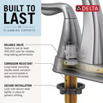 Delta Lorna Two Handle Centerset Bathroom Faucet in Chrome, 25839LF, MSRP: $99.68, FINAL PRICE: $49.99 + TAX