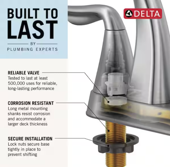 Delta Lorna Two Handle Centerset Bathroom Faucet in Chrome, 25839LF, MSRP: $99.68, FINAL PRICE: $49.99 + TAX