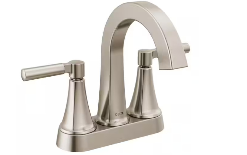 Delta Lorna Two Handle Centerset Bathroom Faucet in Brushed Nickel, 25839LF-SP, MSRP: $130.59, FINAL PRICE: $59.99 + TAX