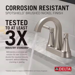 Delta Lorna Two Handle Centerset Bathroom Faucet in Brushed Nickel, 25839LF-SP, MSRP: $130.59, FINAL PRICE: $59.99 + TAX