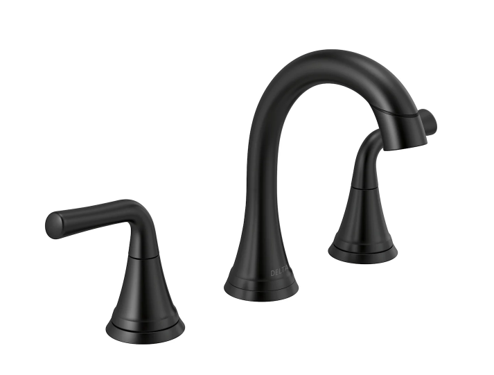 Delta Kayra Two Handle Widespread Pull-Down Bathroom Faucet in Matte Black, 3533LF-BLPDMPU