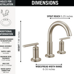 Delta Altado Two Handle Widespread Bathroom Faucet in Stainless Steel, 35442-SSMPU-DST