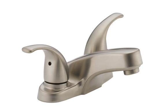 Peerless Two Handle Bathroom Faucet in Brushed Nickel, P299628LF-BN, MSRP: $73.46, FINAL PRICE: $29.99 + TAX