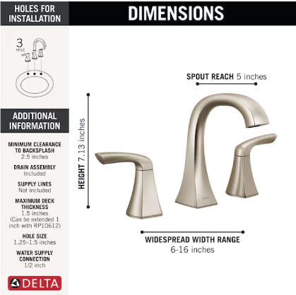 Lacey Two Handle Widespread Bathroom Faucet, 35895LF-SP, MSRP: $173.19, FINAL PRICE: $89.99 + TAX