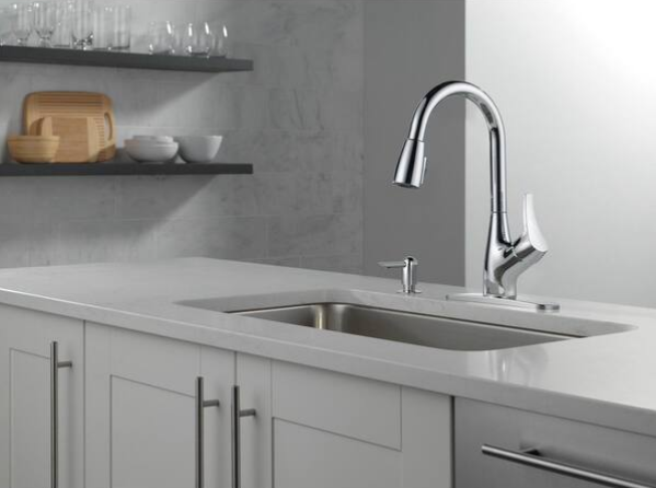 Peerless Single Handle Pull-Down Kitchen Faucet in Chrome, P7901LF-SD-W, MSRP: $140.28, FINAL PRICE: $79.99 + TAX