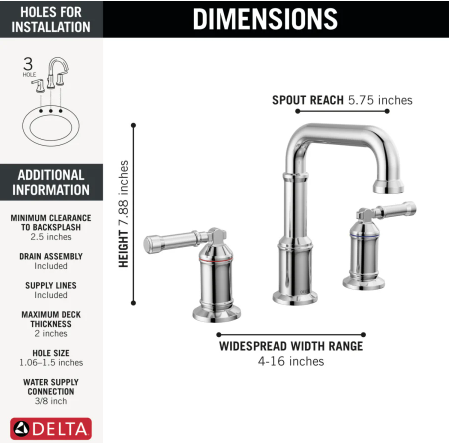 Broderick Two Handle Widespread Bathroom Faucet in Lumicoat Chrome