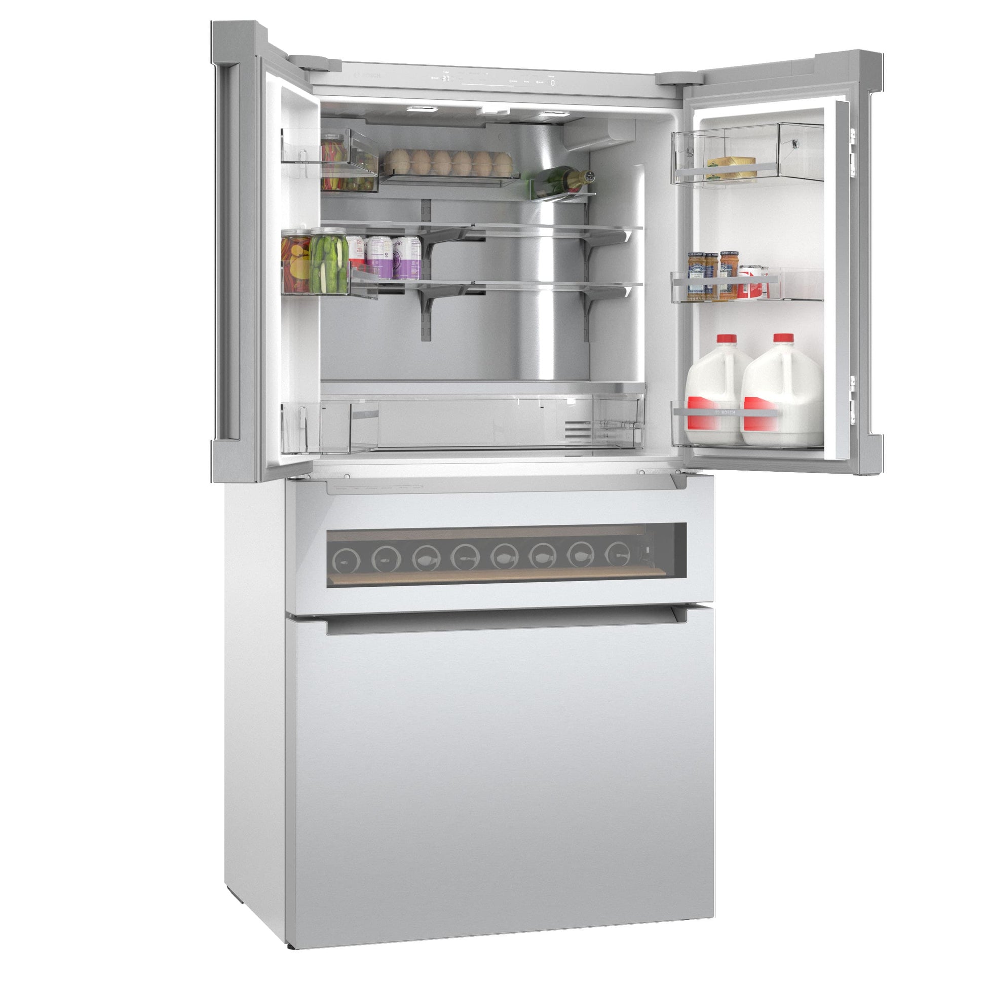Bosch Counter-Depth 800 Series 21-cu ft 4 -Door 36-in Wide French Door Refrigerator with Ice Maker ( Stainless steel ) ENERGY STAR Certified