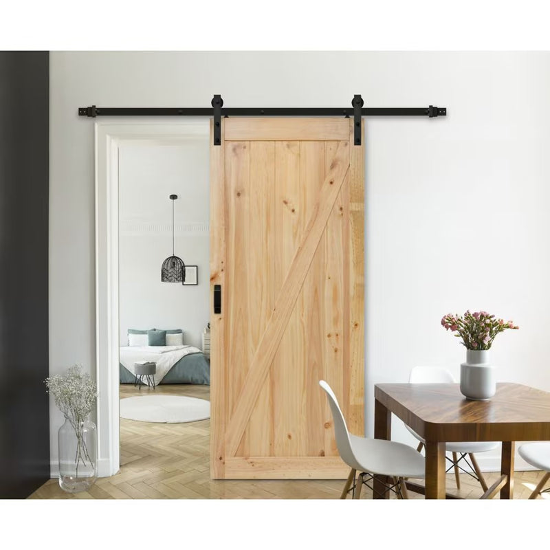 TRUporte 36-inch x 84-inch Pine Z Design Rustic Barn Door with Hardware Kit, [FB296]