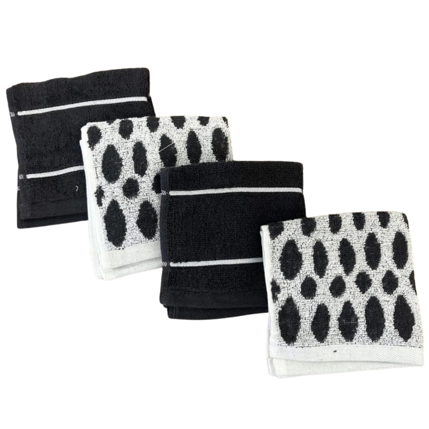 Project 62 Wash Clothes 12x12 4 -Pack  COLORS: Polka Dot Blue / Dark Gray ( Black ) / Light Gray, MSRP: $6.00 CLEARANCE! SPECIAL