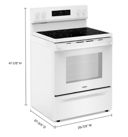 Whirlpool 30-in Glass Top 5 burners 5.3-cu ft Freestanding Electric Range ( White )