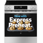 GE Crisp Mode 30-in Glass Top 5 burners 5.3-cu ft Slide-In Electric Range ( Stainless Steel )