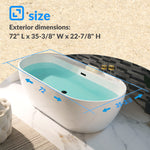 WOODBRIDGE 72" L x 35-3/8" W x 22-7/8" H Acrylic Freestanding Bathtub Contemporary Soaking White Tub with Matte Black Overflow and Drain, B0059-MB, MSRP: $1,368.00, Final Price: $699.99 + Tax