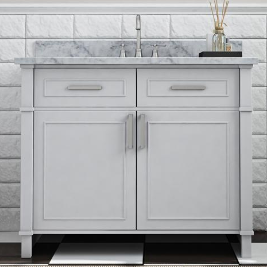 Iris 30-in Single Sink Vanity with Engineered Carrara Top in Gray, Iris7030GR [FB305], FINAL PRICE: $629.99 + TAX