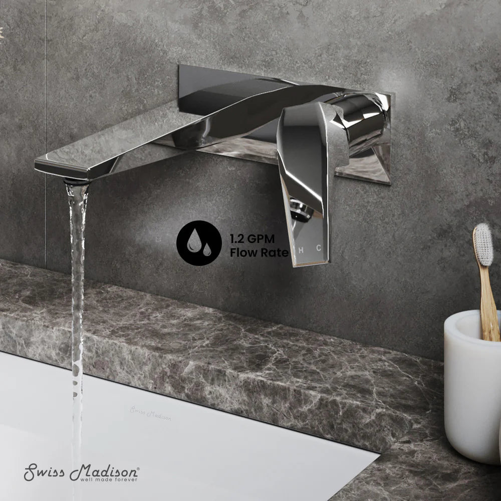Swiss Madison Voltaire Wall Mounted Faucet in Polished Chrome, SM-BF42C, MSRP: $244.66, FINAL  PRICE: $89.99 + TAX
