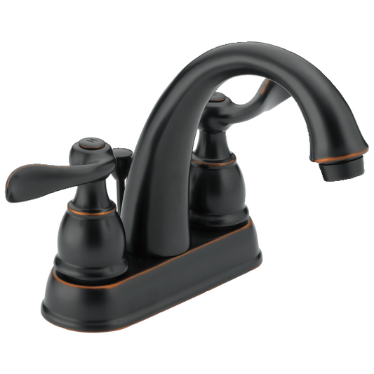 Delta Windemere Two Handle Centerset Bathroom Faucet In Oil Rubbed Bronze, 25996LF-OB-ECO, MSRP: $186.00, CLEARANCE, Loc: Rug1
