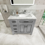 Venice 36-inch Gray Single Sink Bathroom Vanity with Carrara White Marble Top, VV236G-TV236S, Retail: $1,399.95, CLEARANCE PRICE: $599.99 + TAX