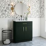 Summit Lane Buntz 30-in Green Undermount Single Sink Bathroom Vanity with White Quartz Top, SL30BZV, [FB230], MSRP: $1,289.00, Final Price: $449.99 + Tax