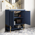 *ASSEMBLY REQUIRED* Summit Lane Calletano 30-in Navy Blue Undermount Single Sink Bathroom Vanity with White Quartz Top, SL30CTV, [FB231], MSRP: $1,199.00, Final Price: $449.99 + Tax
