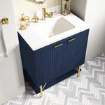 *ASSEMBLY REQUIRED* Summit Lane Calletano 30-in Navy Blue Undermount Single Sink Bathroom Vanity with White Quartz Top, SL30CTV, [FB231], MSRP: $1,199.00, Final Price: $449.99 + Tax