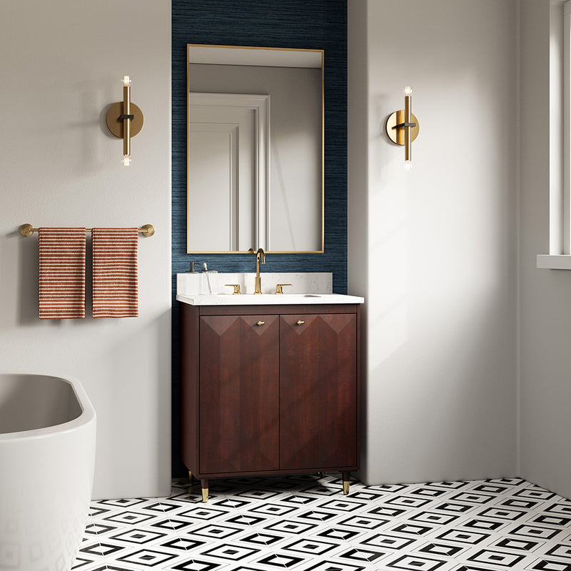 Summit Lane Esterhaus 30-in Brown Undermount Single Sink Bathroom Vanity with White Lightly Veined Quartz Top, SL30EHV, [FB235], MSRP: $1,110.00, Final Price: $449.99 + Tax ** ASSEMBLY REQUIRED **
