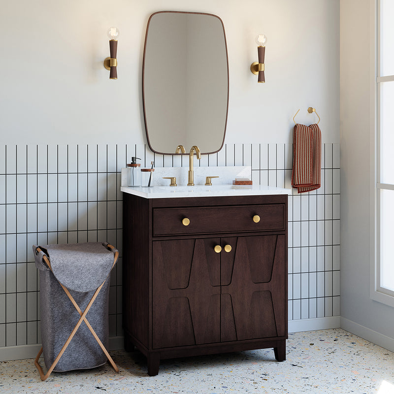 Summit Lane Flaherty 36-in Espresso Undermount Single Sink Bathroom Vanity with White Lightly Veined Quartz Top, SL36FLV, [FB240], MSRP: $1,329.00, Final Price: $549.99 + Tax